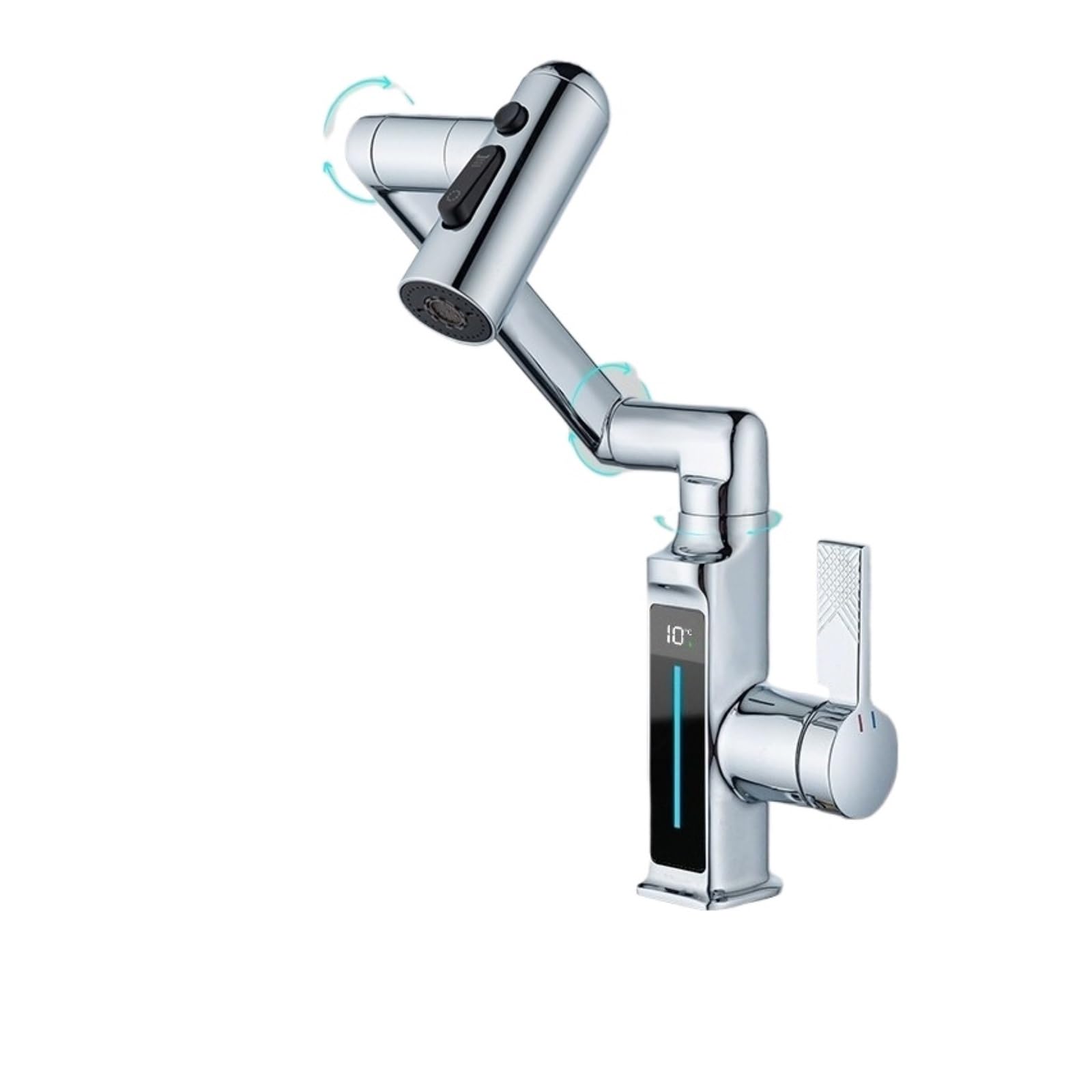 Robotic Arm Bathroom Faucet, 5-Mode Grey Basin Sink Mixer with LED Display, Sitting Single Hole,Safe and Reliable(B)