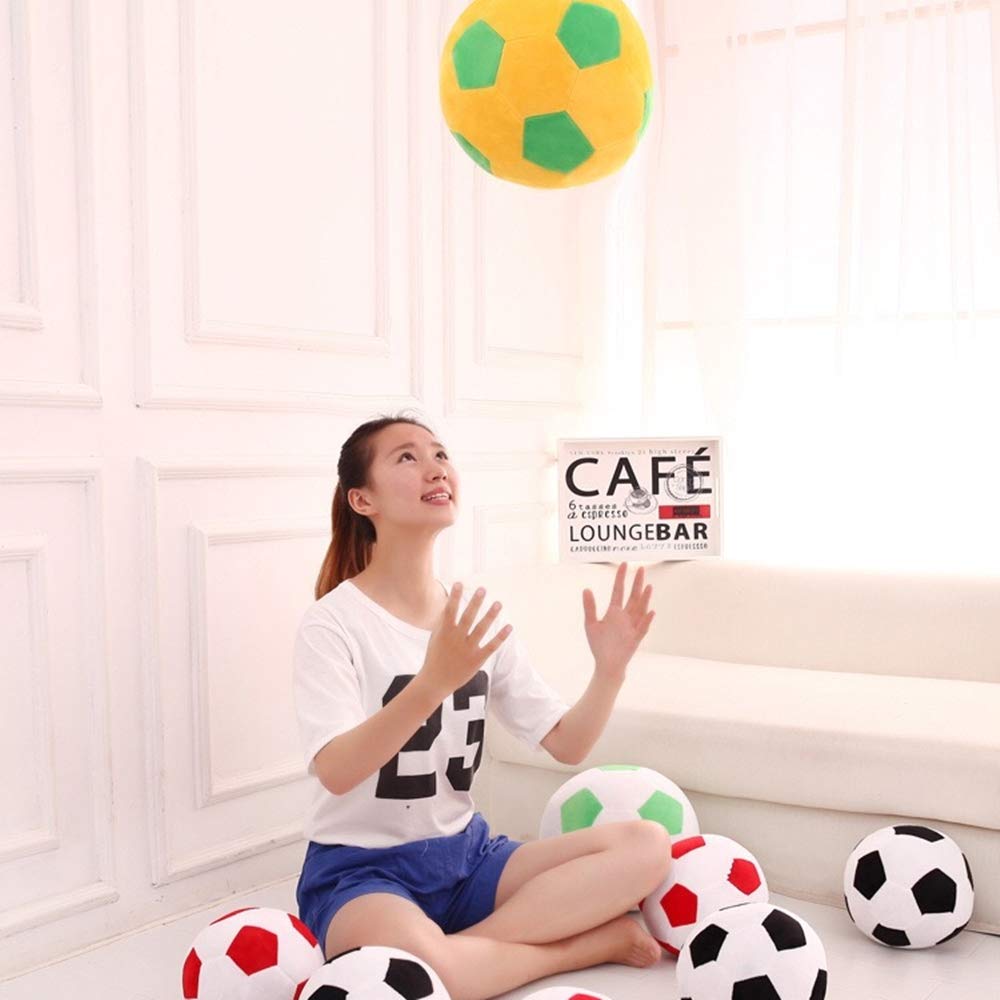 AOQI - Pallone da calcio in peluche, morbido e durevole, regalo per bambini e neonati (verde, giallo, 30 cm)