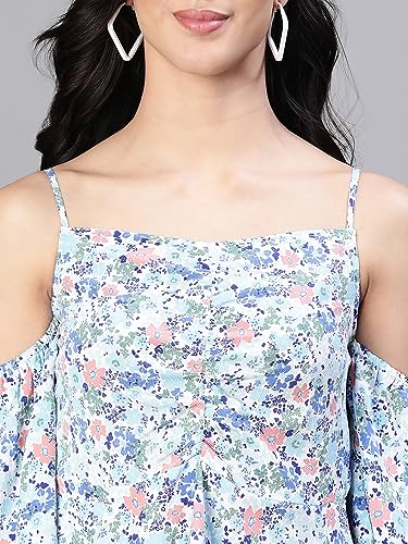 Image of oxolloxo Women Floral Print Cold Shoulder Strap Top