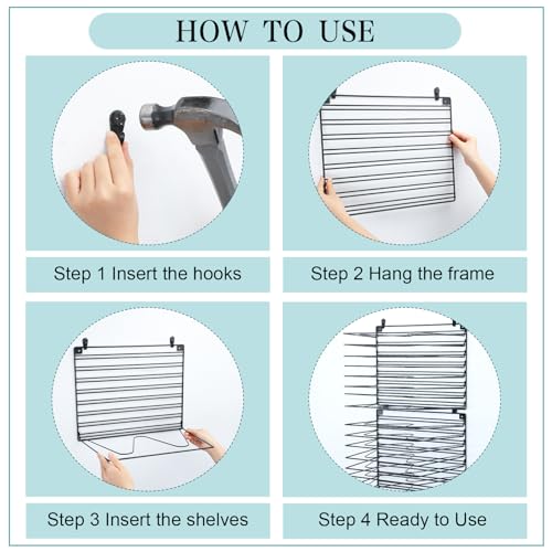 Image of Yaocom 2 Pcs Art Drying Rack for Classroom with 16 Removable Shelves, No Drill Hanging Wall Mount Paint Drying Storage Rack for First to School Classroom Preschool Art Studios