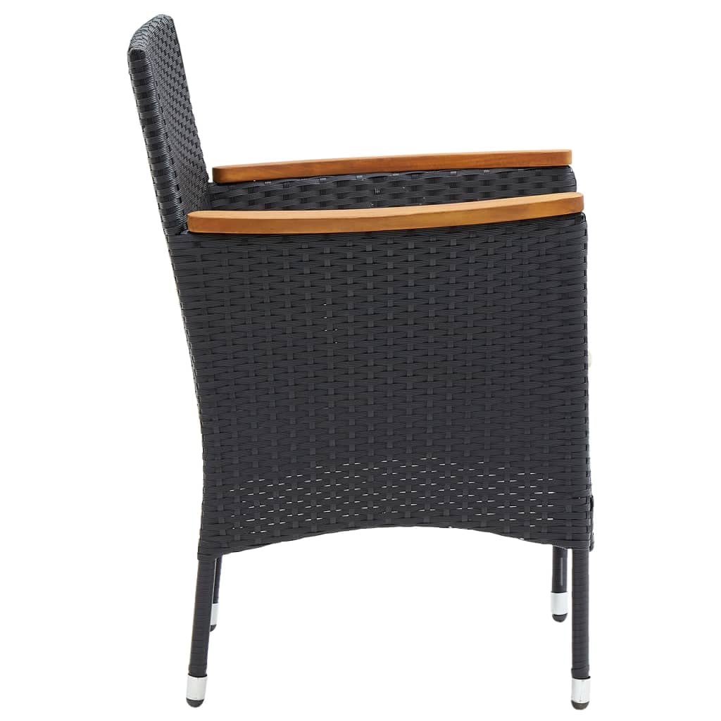 vidaXL Sedie da Pranzo per Giardino 4 pz in Polyrattan Nero