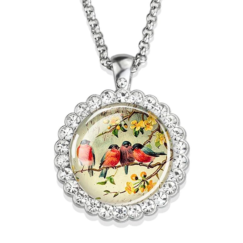 Collier colibri anti-ternissement, pendentif oiseau cardinal en verre d'art lumineux - 5