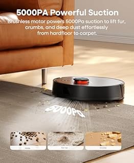 uninell Aspirateur Robot Laveur avec 5000Pa, Robot Silencieux avec 3.5L Vidage Automatique Station, 180Min, Navigation LiDAR & Cartographie, APP/Remote/Voice Contrôle pour Tapis Poils d'animaux