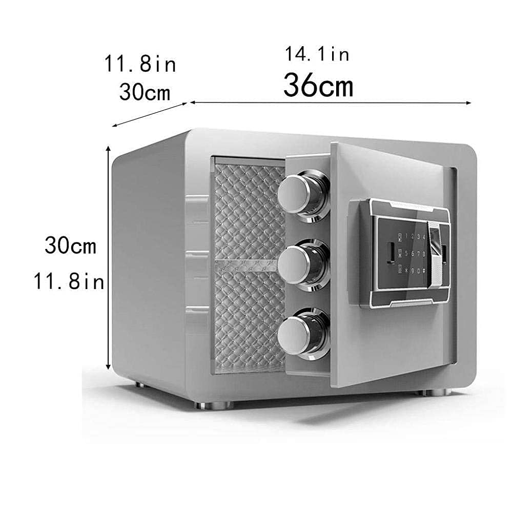 Caja Fuerte de Alta Seguridad, Cerradura con Llave, Caja de Seguridad electrónica para el hogar, Caja Fuerte de Acero para Oficina, Llaves en Efectivo, pasaportes, Objetos de Valor, 30 30 cm
