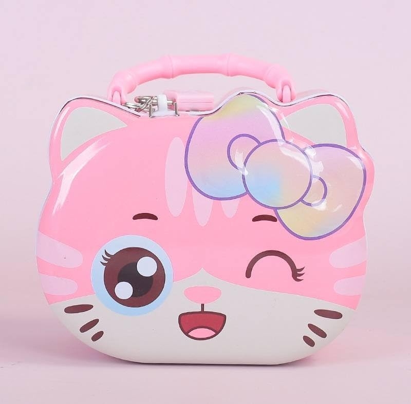 Image of Sajani Cute Cartoon Creative Portable Piggy Bank, Money Saving Box with Combination Lock, Mini Coin Bank Gifts for Boys and Girls, Best Return Gifts for Kids (Pack of 1) (Kitty)