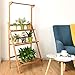 Giantex 3-Tier Hanging Plant Stand Storage Shelf, Folding Flower Pot Organizer Display Storage Rack, Adjustable Hanger Rod, Bamboo Planters Shelves Potted Holder for Patio Garden Balcony Bathroom