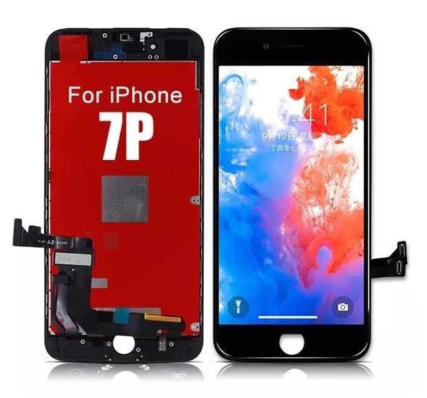 Image of eCom Hub Compatible for Apple iPhone 7 Plus Black LCD Display + Touch Screen Replacement Assembly Combo Folder