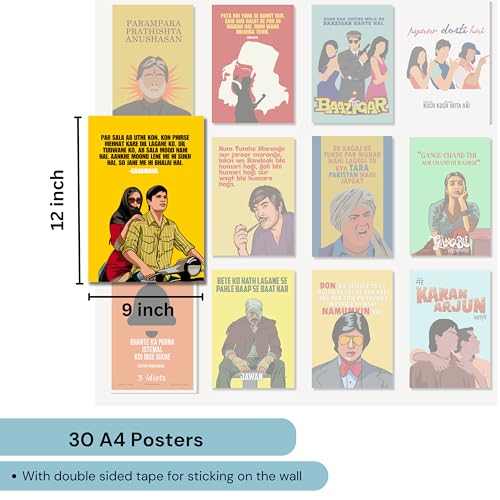 Image of Good Hope Bollywood Posters Set Movie Quotes & Memorable Lines, Perfect for Home Decor Movie Lovers and Fans, wall decoration home bedroom living room Gift Hostel Boys Girls. (Bollywood Dialogues)