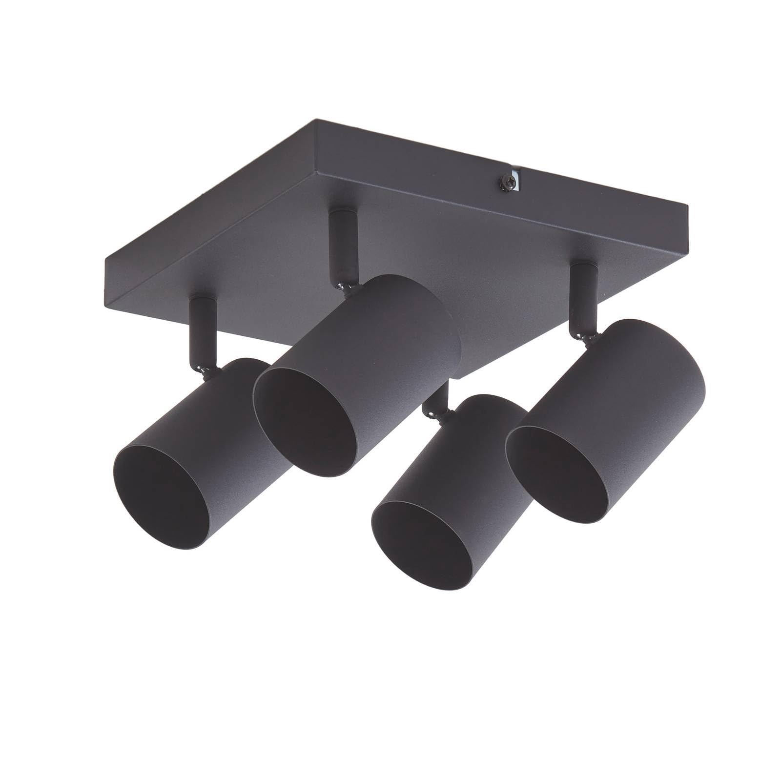 Lindby Sand Black Ceiling Light Jorell Dimmable (Modern) In Black Made Of Metal For E.g. Office & Workroom (4 Light Sources, Gu10) From Floodlight Spotlight