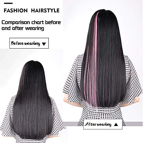 WERD 16PCS Clip in Colored Hair Extensions for Girls,Long Rainbow Hair Extensions Clip in,Multi-colors Party Synthetic Hair Extensions for Kids 22 inch (Colorful Set)