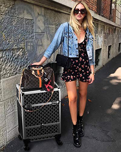 OUDMAY by Amazon - Makeup Case - Professional Rolling Cosmetic Travel Storage With Folding Trays and Drawer Crystal Black