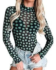 St Patricks Day Long Sleeve Mesh Tops