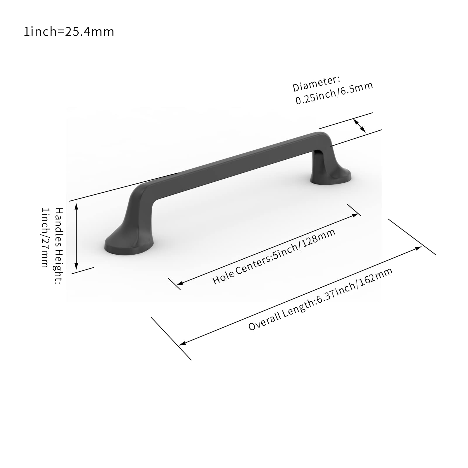 Furniware 10 Pack Cabinet Pulls, Hardware Drawer Handles, Zinc Alloy Kitchen Cabinet Door Handles Pull, Matt Black-128mm(5 Inch) Hole Center