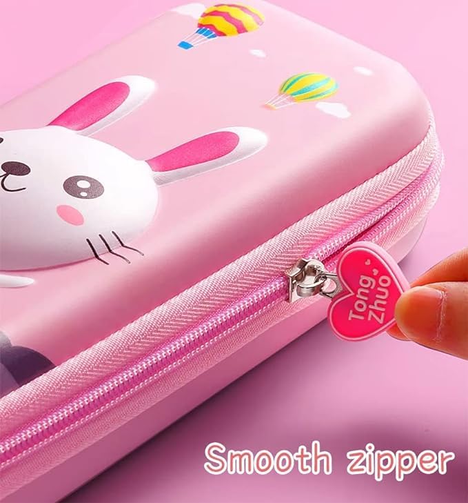Image of 3D Pink Rabbit Pencil Case Pencil Pouch Waterproof Pencil Box Bag for Kids Girls School Students, (Small Pink Rabbit)