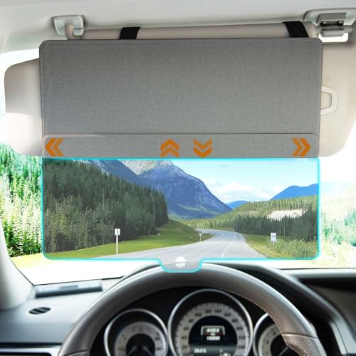 MAGTSMEI Upgraded Car Sun Visor Extender, Polarized Sun Blocker, Sunshade Lens Magnetic Connection Adjustable 4 Directions, Anti-Glare,Protects from Sun Glare, Snow Blindness & UV Rays,Grey
