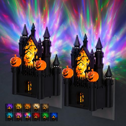 Image of JandCase Night Lights Plug into Wall,Halloween Castle & Church Night Light
