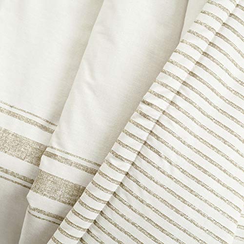 Image of Lush Decor Farmhouse Stripe Reversible Throw, Single, 50 inch W x 60 inch L, Neutral - Beige Throw Blanket For Bed - Soft Blanket - Couch Throw - Rustic Farmhouse Decor