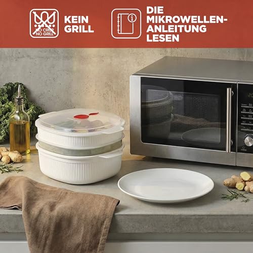 Snips - Dampfgarer für Mikrowelle Weiß 4L, Microwave Mikrowellenschüssel mit 2 Tabletts - Mikrowellenbehälter Spülmaschinenfest… – Ansicht 6