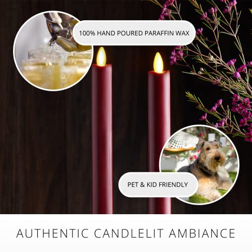 Image of Luminara - Flameless Battery Operated Taper Candle - Red - Pack of 2-1x9.75 - LED Flickering Flame - Realistic Safe for Home Kids and Pets