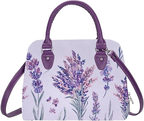 Sac à bandoulière lavande Signare sac à main en tapisserie florale avec poignée