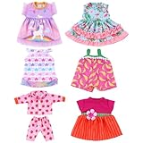 BABESIDE 6-Piece Alive Baby Doll Clothes and Accessories Set for 8-10 Inch Dolls, Includes Cute Dresses, Skirts, and Tops for Baby Dolls, for Kids(Not Doll)