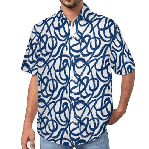 Chemise manches courtes homme imprimé gribouillage avec poche d'été