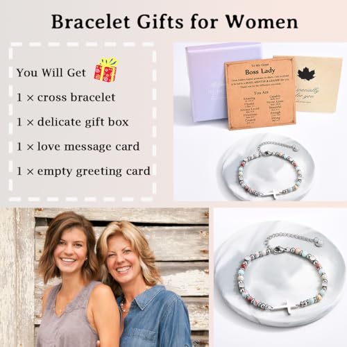 Image of Christian Gifts for Women Girls, Religious Cross Bracelet, Birthday Christmas Easter Baptism Confirmation First Communion Valentines Day Graduation Gifts for Her