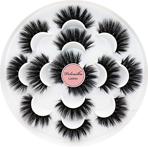 Veleasha Eyelashes Fluffy Volume Faux Mink Lashes 5D Multi-layered Effect & Reusable | 7 Pair Pack | Mulan