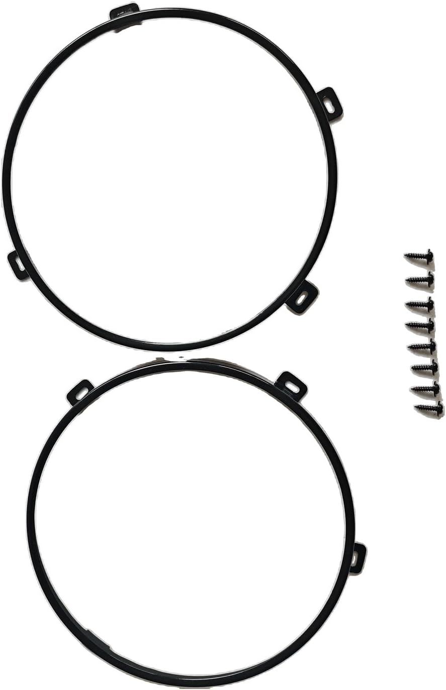 Pair 7 Inch Round Headlight Mounting Retaining Bracket Ring accessories with Headlight Metal Ring for Jeep TJ Wrangler 1997-2006 (TJ whole sets)