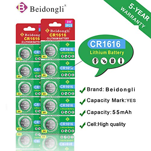 Beidongli Cr1616 Battery 3V Lithium Battery Coin Button Cell 10 Pack 【5-Year Warranty】 #TOP1