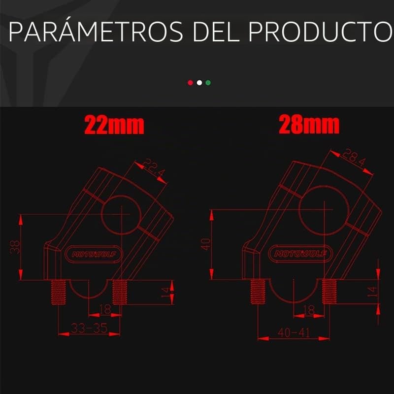 Elevador Manillar Moto Motocicleta 22 mm 28 mm manillar Aumento de la barra de elevación Montaje de la abrazadera Torretas Manillar (Color: 28mm Black)