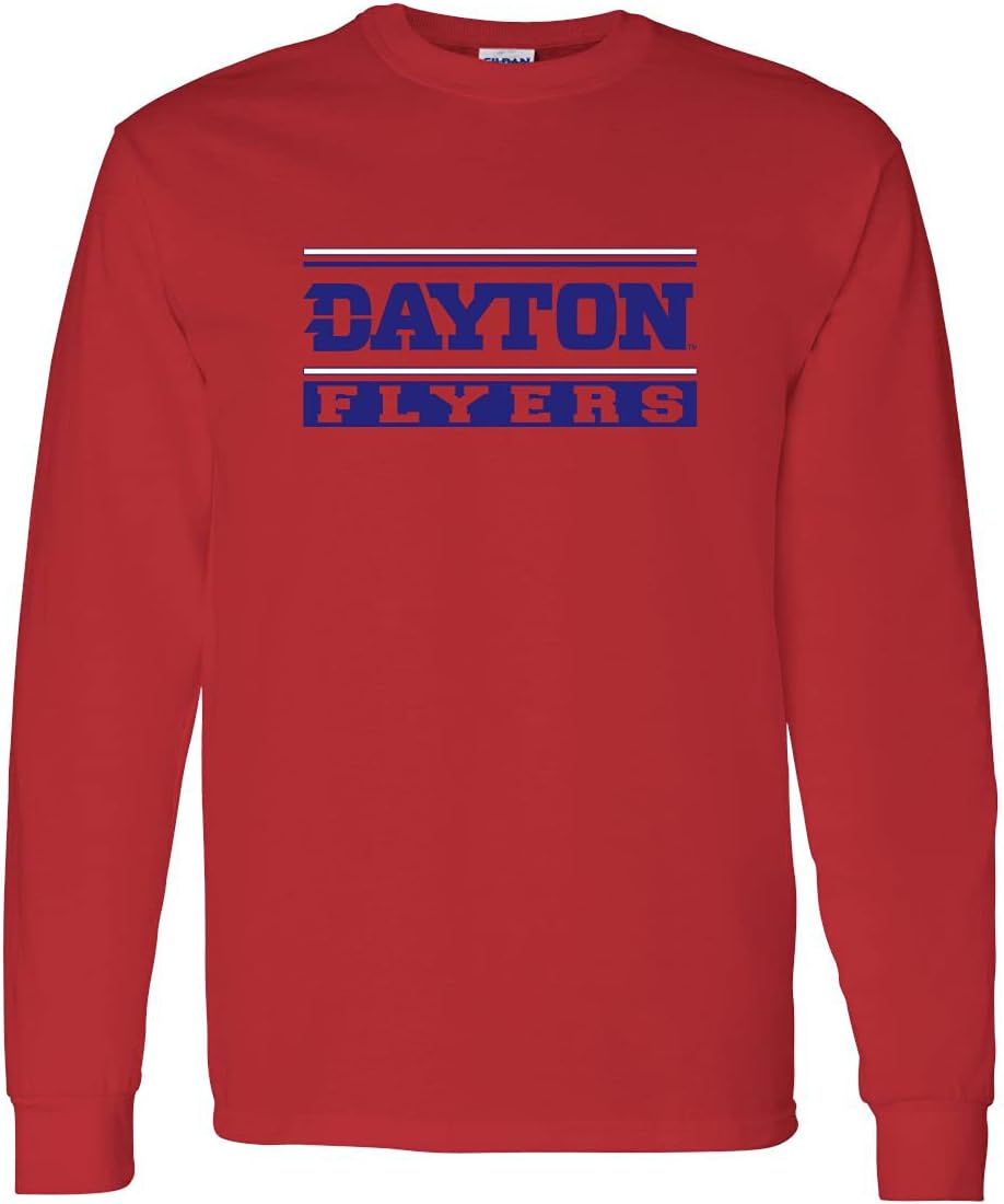 CreateMyTee | University of Dayton Flyers Text Two Color Long Sleeve Shirt
