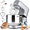 KUCCU Stand Mixer, 8.5 Qt 660W, 6-Speed Tilt-Head Food Dough Mixer, Electric Kitchen Mixer with Dough Hook, Flat Beater & Wire Whisk, Mixing Bowl (8.5-QT, Silver)