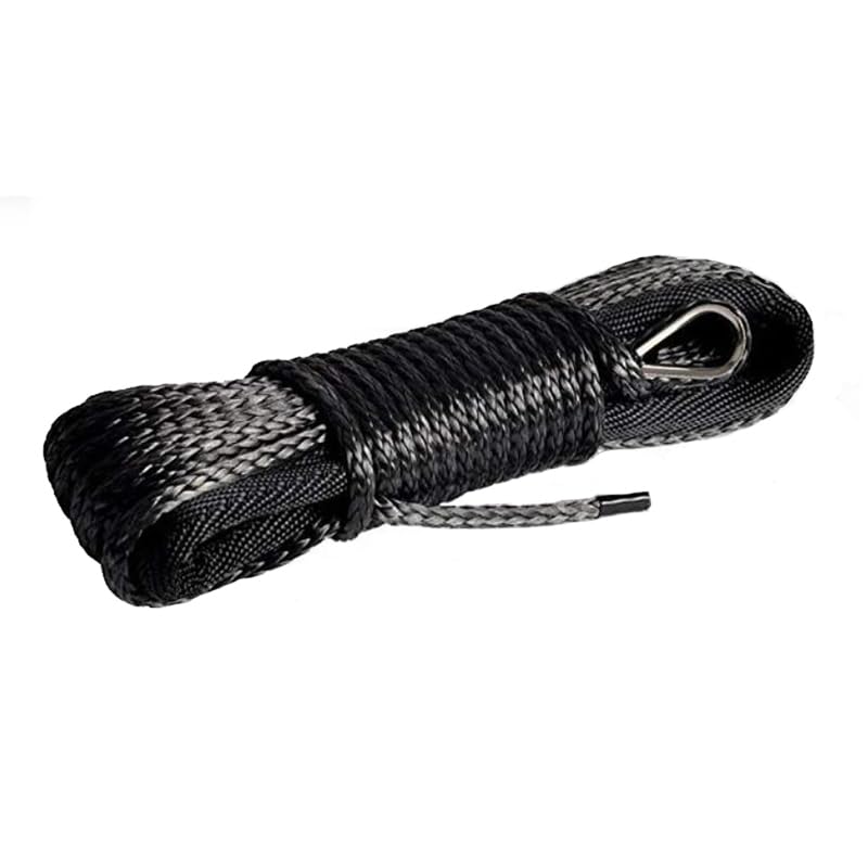 Zestaw lin syntetycznych do wyciągarek, 8mm x 15m syntetyczna linka wciągarki/lina UHMWPE Kabel z osłoną do 4x4 4wd Atv Utv Suv Offroad do pojazdów terenowych 4WD, ciężarówek, SUV-ów(Grey)