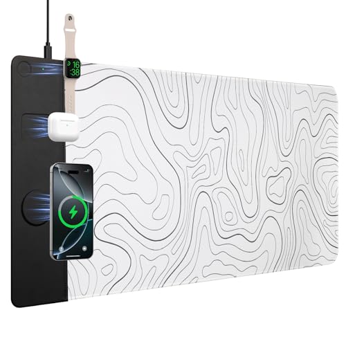 Tapis de charge sans fil 3-en-1 pour supprimer les câbles de votre bureau blanc