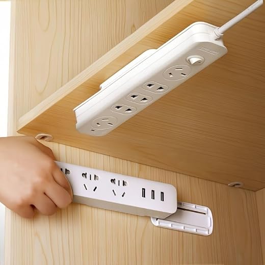 Space-Saving Wall-Mount Power Strip Holder, Easy Install Home & Office Organizer