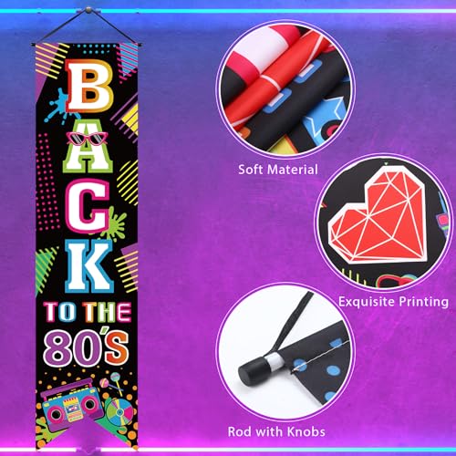 Image of Chiisong 3 Pieces 80's Party Decorations Back to The 1980 Banners I Love 80s Porch Signs Hanging Backdrops for Home Bar Retro Theme Hip Hop Rock Disco Birthday Party Door Wall Decor Supplies