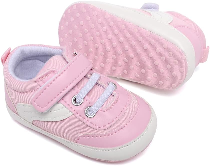 Baby Boys Girls Canvas Sneakers Toddler Non-Slip Soft Sole Newborn Infant Lightweight First Walker Crib Shoes for 0-18 Months