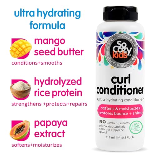 Image of SO COZY Curl Conditioner | For Kids Hair | Softens, Restores Bounce and Shine | No Parabens, Sulfates, Synthetic Colors or Dyes, Sweet-Creme, 10.5 Fl Oz (Pack of 12)