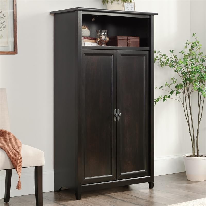 Vista 2 de Sauder Edge Water - Gabinete de almacenamiento de madera con diseño de agua en color negro