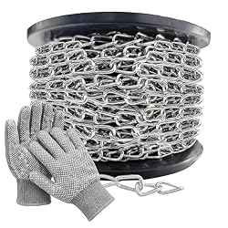 LITGURU 65ft Jack Chain with 6pcs S Hooks 2mm Silver | Stainless Steel | Heavy Duty Hanging Chains | For Plants, Light Fixture, Bird Feeders, Artworks, Flowerpots,Overhead Lights