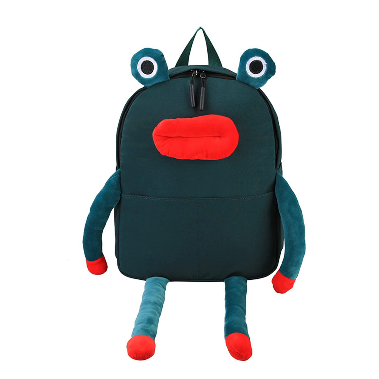 ANSAIR Frog Backpack,Interesting Fuzzy Backpack,3D Funny Cartoon Schoolbag Travel Daypack,Kids' Backpacks for School (Color : Green)