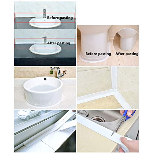 Image of Caulk Strip Tape, Waterproof Dustproof PVC Self Adhesive Caulking Sealing Tape for Kitchen Sink Toilet Bathroom Shower Bathtub Wall(0.86 inch x11',Brown)
