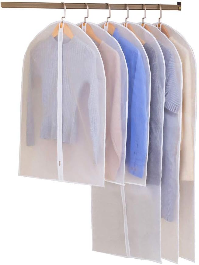 Clothes Covers Garments Covers Bags with Zipper Transparent Suit Covers Dress Covers, Damp-proof Dustproof Clothes Protectors(6 PACK)