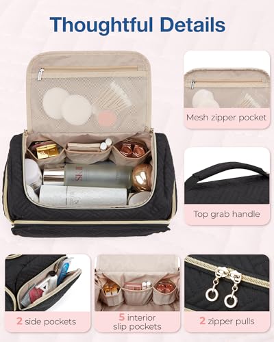 BAGSMART Bolsa de higiene de viagem, bolsa de viagem grande aberta para artigos de higiene pessoal,