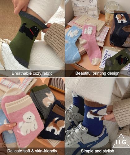 Image of IIG 5 Pairs Womens Novelty Cute Crew Socks Colorful Funny Ankle Socks Gifts for Womens Socks