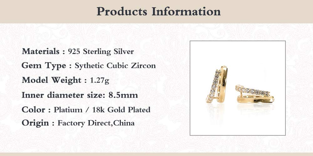 WZGWDC 2 ück Plata de Ley 925 Piercings Oreja Clip-On-Ohrring für Frauenliebhaber, kein Piercing, gefälschte Knorpel-Manschettenohrringe, feiner Schmuck yc628 (Gem Color: Gold Color 1)