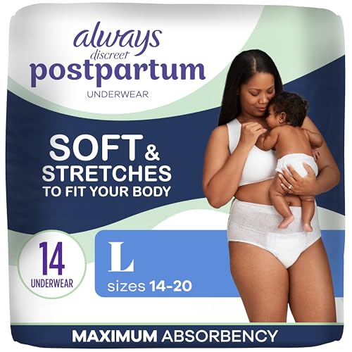Image of Always Discreet Postpartum and Adult Incontinence Underwear for Women, Large, Maximum Protection, 14 Count