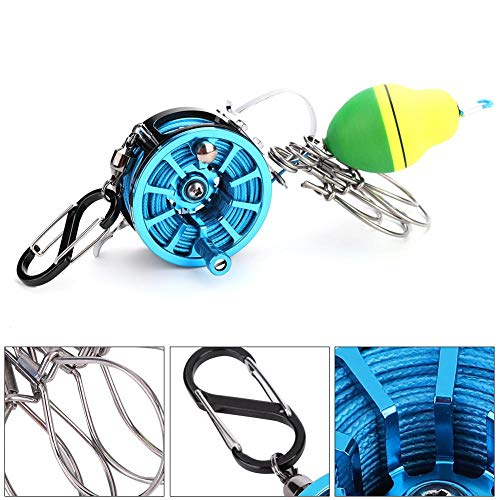 Fish Lock Buckle, 5 Snaps Fishing Stringer Clips with Reel PE Line Fishing Tackle Accessory(Blue-70#) Fishing Stringer