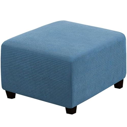 RIRWICM Quadratischer FußHocker-Bezug, Stretch-Ottomane-Bezug, Rutschfester FußHocker-Jacquard-Schonbezug, Dicker Stauraum-Ottomane-Bezug, FußHocker-Bezug Mit Elastischem Boden